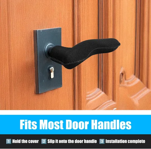 Vista 6 de 5 fundas para manijas de puerta, protectores de pomo antiquemaduras y anticongelante, cojín de goma de neopreno elástico para manijas de frío/calor