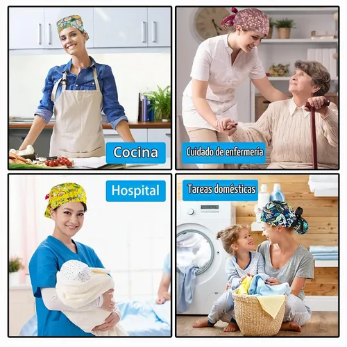 Vista 6 de Gorras de Exfoliación para Mujer Bouffant, Gorras de Exfoliación Ajustables, Gorra de Trabajo con Bolso para Cola de Caballo, Gorra de Ducha