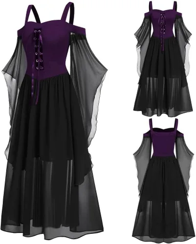 Vista 2 de ATOYSOY Vestido de corsé renacentista para mujer, vestido gótico de talla grande, vestidos de princesa victoriana, disfraz medieval, disfraces