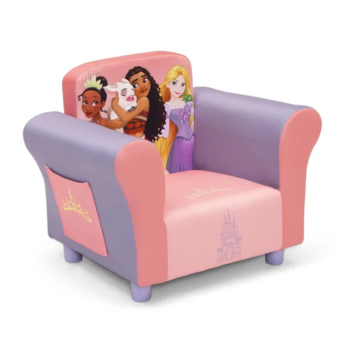 Vista 4 de Delta Children Silla tapizada, princesa Disney y caja de juguetes de lujo, princesa Disney