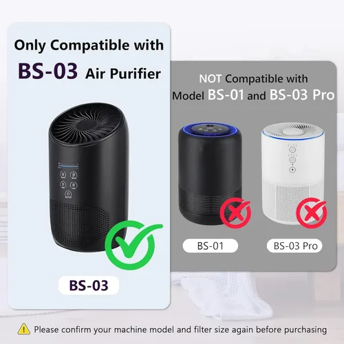 Vista 4 de SAKEGDY Reemplazo del filtro HEPA BS-03, compatible con purificador de aire PARTU BS-03 y purificador de filtro de aire Slevoo BS-03, filtración 3