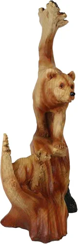 Vista 5 de Ebros Gift Naturaleza Rústica Vida Silvestre Oso Negro con Cachorro Roaming Los Bosques de Pinos Paisaje Tallado de Madera Sintética Figura Recorte