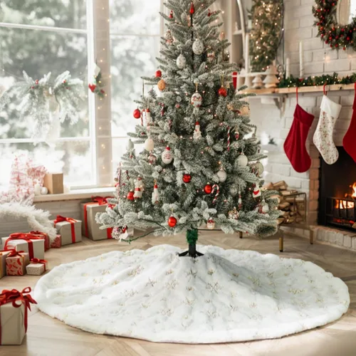 Vista 3 de CHICHIC Falda de Árbol de Navidad Grande de 36 Pulgadas Falda de Árbol Blanca Faldas de Árbol de Navidad de Piel Sintética Decoraciones de Navidad