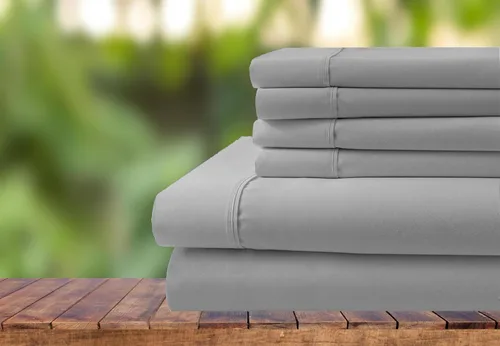 Vista 10 de Juego de ropa de cama de 6 piezas, juego de sábanas de algodón de 1000 hilos, bolsillo extra profundo de 28 pulgadas, tejido satinado nítido y Negro