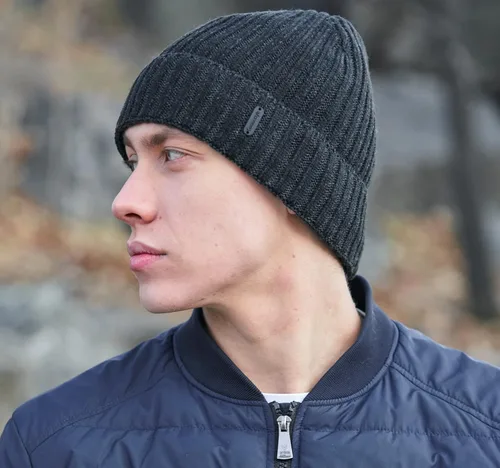 Vista 3 de Connectyle Gorro de lana con forro polar para hombre, gorro de lana de invierno de punto