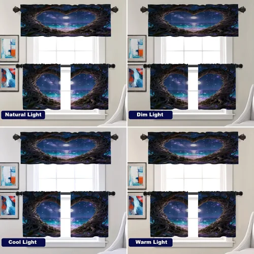 Vista 248 de Batmerry American Flag Ink Dot Blackout Tier Curtains, Red Blue White Stars Abstract Thermal Insulated Half Curtain Rod Pocket Small Valance for