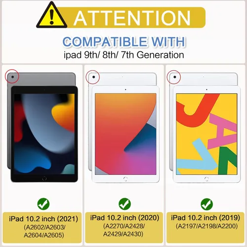 Vista 2 de Funda para iPad de 9ª generación, iPad de 8ª generación, iPad de 7ª generación, iPad de 10.2 pulgadas 2021/2020/2019, resistente a prueba de golpes