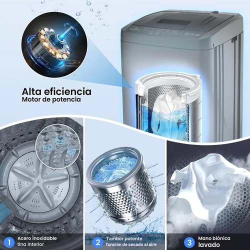 Vista 4 de Nictemaw - Lavadora portátil de 2.4 pies cúbicos, capacidad de 17.8 libras para apartamentos