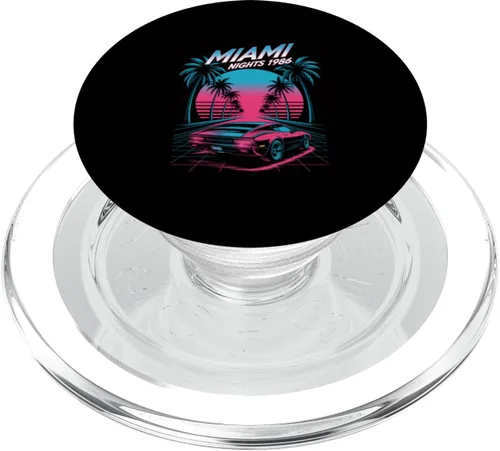 Vista 7 de Miami Nights 1986 Retro Synthwave Sunset PopSockets Adhesive PopGrip