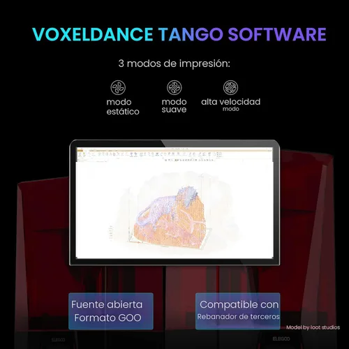 Vista 7 de ELEGOO Saturn 3 MSLA 12K Impresora 3D, Impresora 3D de Resina de Escritorio con LCD Monocromático de 10 Pulgadas, Voxeldance Tango Slicer