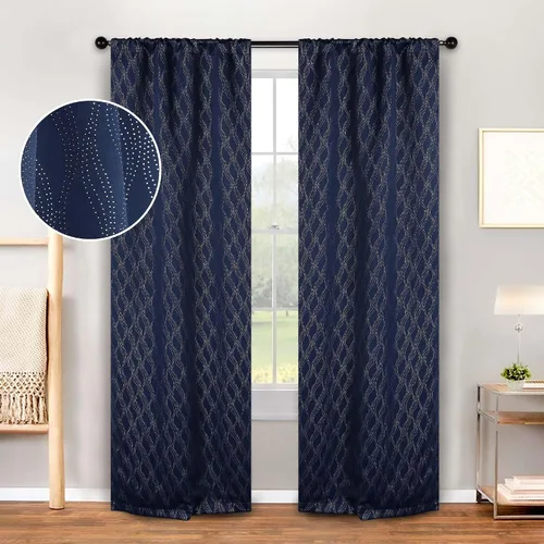 Vista 12 de BLUENILEMILLS Paneles de cortinas opacas para oscurecer la habitación con bolsillo para barra, cortinas perfectas para ventanas de cocina