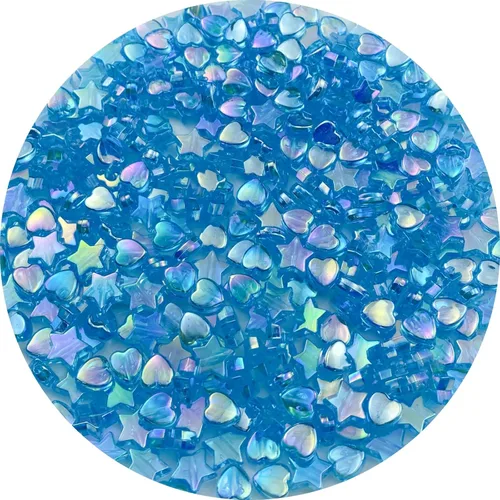 Vista 9 de 350 cuentas acrílicas de corazón y estrella, corazones de 0.394 pulgadas, estrellas de 0.394 pulgadas, espaciadores para pulseras, collares, aretes