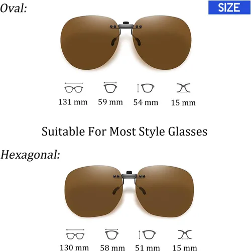 Vista 3 de Gafas de sol polarizadas con clip sobre prescripción, unisex, sin montura