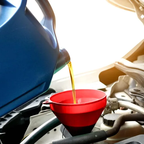 Vista 6 de Juego de embudos automotrices de 3 piezas, embudos de combustible de boca ancha, embudo de aceite de cuello largo de plástico, embudos flexibles