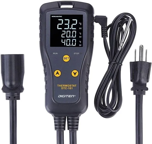 Vista 8 de Controlador de temperatura y humedad - Termostato enchufable y humidistato para reptiles e invernaderos - Controlador electrónico precableado