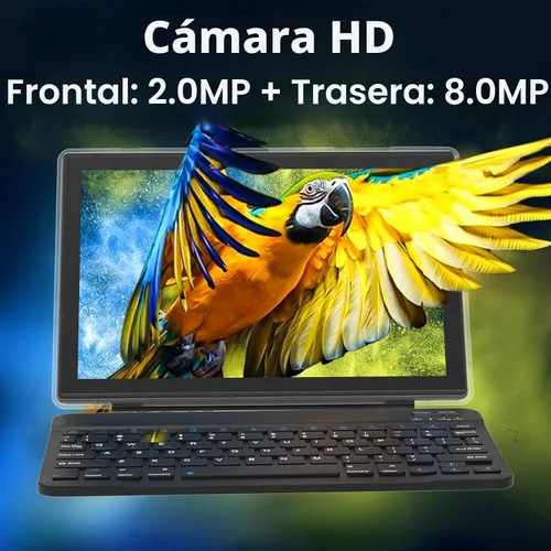 Vista 3 de Tableta 2 en 1, tabletas de 10 pulgadas Android 14, set de tableta con teclado, estuche, ratón, lápiz capacitivo, 8GB+64GB/1TB de expansión