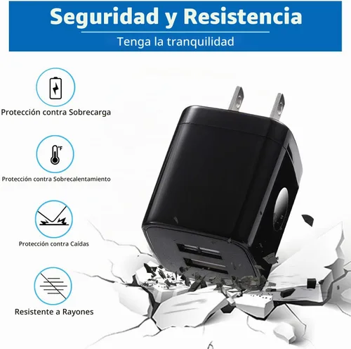 Vista 3 de Cable de carga para Android, cable micro USB [2 unidades/6 pies] con 2 unidades de doble puerto USB cargador de pared de carga rápida compatible