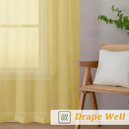 Vista 51 de Gwine Cortinas traslúcidas doradas de 96 pulgadas de largo, 2 paneles para Dorado