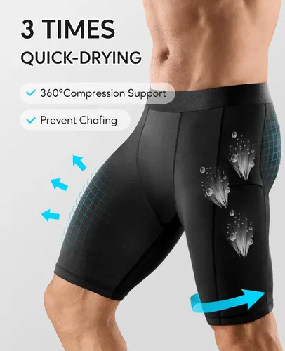 Vista 4 de Niksa Paquete de 5 pantalones cortos de compresión para hombre, ropa interior de compresión de elastano, pantalones cortos para correr