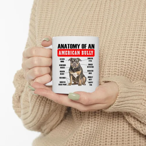 Vista 3 de Divertida taza de café con diseño de anatomía de matón americano, color negro, 11 onzas