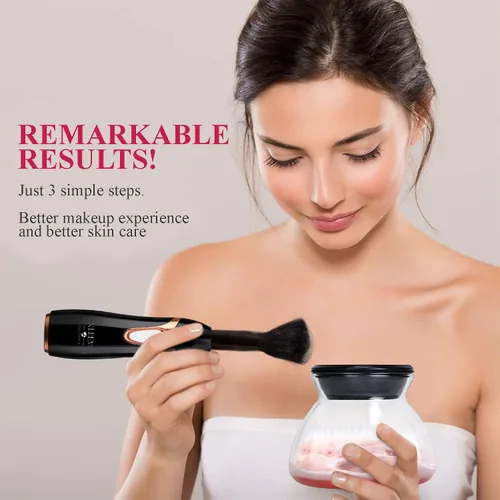 Vista 2 de Kleem - Máquina limpiadora de brochas de maquillaje eléctrica Lavadora automática de brochas de maquillaje y secadora giratoria con champú