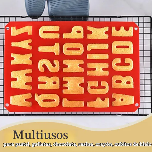 Vista 4 de 2 moldes de silicona para tartas de letras, sin BPA, molde antiadherente para chocolate, suave y fácil de liberar, decoración de moldes rojos