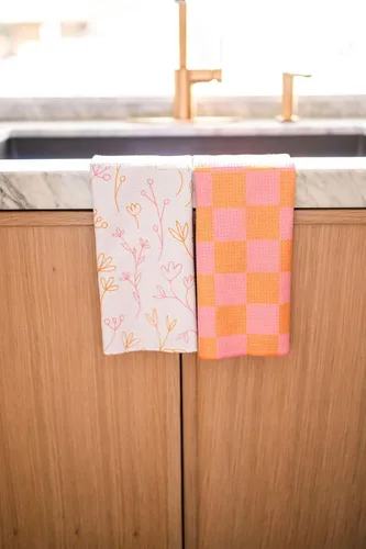 Vista 17 de Paquete de 2 Paños de cocina de doble cara Microfibra de tejido gofre Altamente absorbente Lazo para colgar Paños de cocina