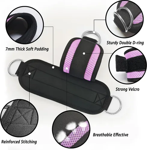 Vista 13 de Correas de Tobillo de Fitness para Máquina de Cable, Kickbacks Ejercicios de Glúteos, Ejercicios de Parte Inferior del Cuerpo, Correas Ajustables