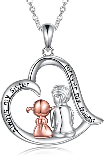 Vista 19 de CRMAD Regalos para hermanas de hermano para hermana, collar de plata de ley, joyería para regalos de cumpleaños y Navidad