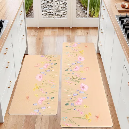 Vista 9 de Juego de 2 tapetes de cocina de granja, acolchados y antifatiga, antideslizantes, impermeables, cómodos para el hogar y la oficina, 17.3 x 30 Negro