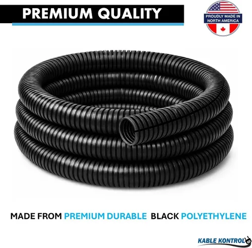 Vista 4 de Kable Kontrol Tubo Organizador de Cables Dividido de 1/4 de Pulgada, 10 Pies de Largo – Cubierta de Conducto de Cable Negro para Cordones - Tubo
