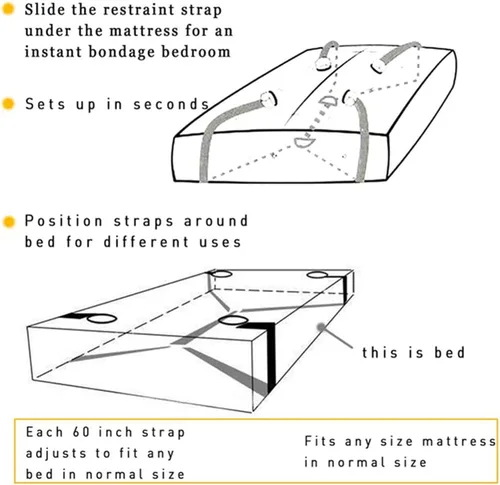 Vista 3 de Puños de mano para piernas, tobilleras y muñecas, cuerdas y cordones para adultos, correas para cama de juego para adultos, cama matrimonial