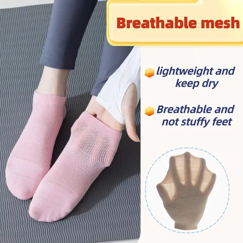 Vista 3 de Calcetines de agarre para mujer, pilates, yoga, calcetines de hospital antideslizantes con pinzas para mujer, calcetines adhesivos con cojín