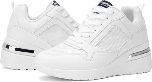 Vista 7 de Vepose Zapatillas de moda para mujer, zapatillas de cuña con soporte de arco para mujer