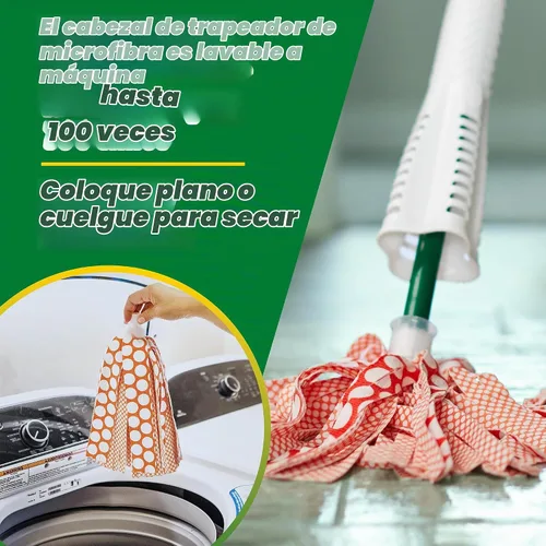 Vista 5 de Libman Wonder Mop Plus 3 recambios, trapeador autoescurrible, absorbente, trapeador de microfibra para limpieza multisuperficie del hogar, 3