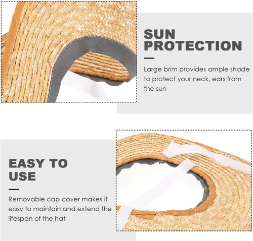 Vista 6 de Yardwe Sombrero de visera de ala completa, cubierta de sombrero de construcción, visera dura, repuesto para el sol para los trabajadores, accesorios