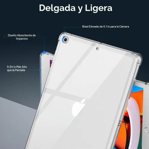 Vista 5 de Funda para iPad de 9ª/8ª/7ª generación para iPad 10.2 2021 y 2020 y 2019, transparente, transparente, a prueba de golpes, funda protectora de TPU