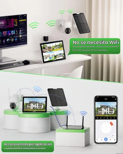 Vista 4 de CAMCAMP Solar Security Cameras Outdoor Wireless with 10" Monitor, 2 Cam Kit