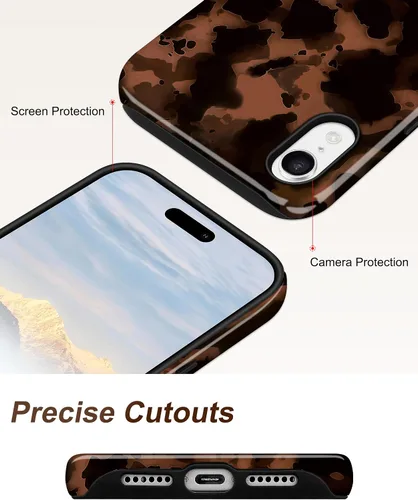 Vista 571 de Jusy Funda compatible con MagSafe con estampado de caparazón de tortuga marrón para iPhone 7/8/SE, cubierta protectora de TPU suave magnética