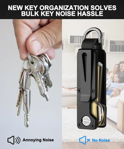 Vista 5 de TUXON Key Organizer For Men - Compact Metallic Key Holder Minimalist Innovative Keyholder Smart Keychain Secures 1-5 Keys