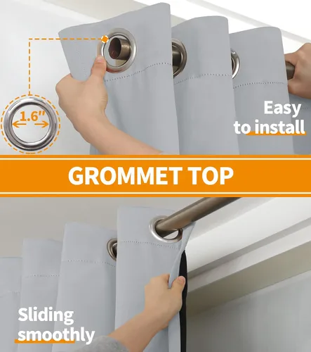 Vista 5 de YoungsTex Cortinas 100% opacas de 72 pulgadas de largo para dormitorio, cortinas opacas con aislamiento térmico y ojales, forro grueso y pesado