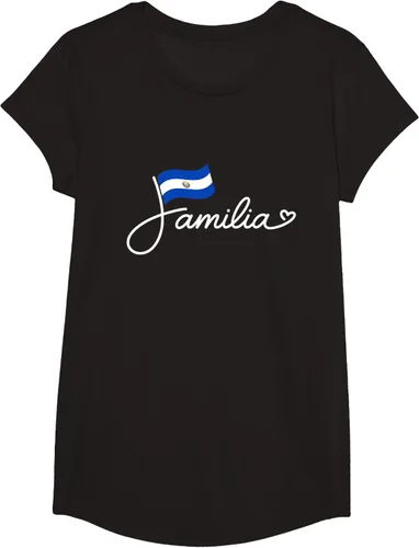 Vista 5 de El Salvador Familia - Camiseta con texto en inglés "La Familia de la Bandera Salvadoreña