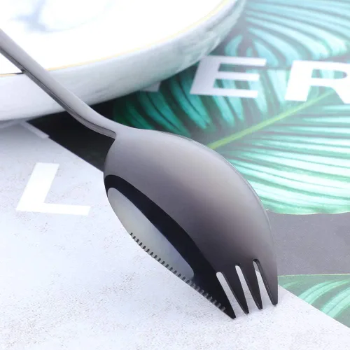 Vista 3 de Buyer Star Sporks - Juego de 6 tenedores de acero inoxidable 18/8 para uso diario en el hogar, 7.6 pulgadas, 1.6 onzas, cuchara para helado