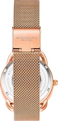 Vista 2 de Stuhrling - Reloj de vestir automático para mujer con bisel con tachuelas de cristal mecanismo mecánico de cuerda automática