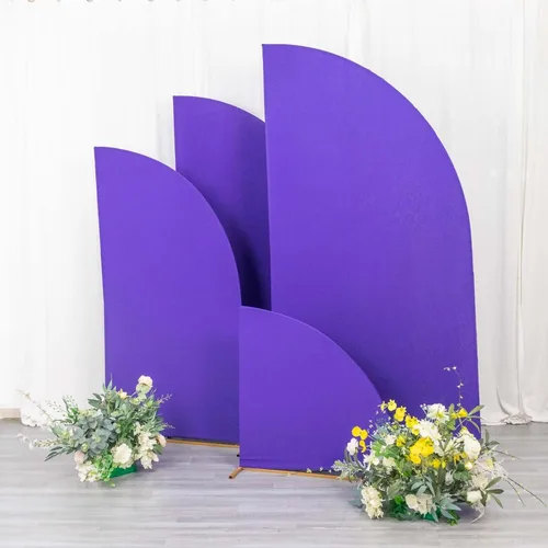 Vista 22 de Efavormart - Juego de 4 fundas de elastano beige para arco de media luna, fundas de telón de fondo Chiara de 2.5 pies a 7 pies para escenarios