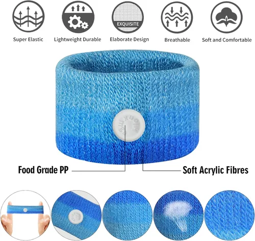 Vista 2 de HIONXMGA 10 pares de bandas para el mareo por movimiento – Brazaletes naturales de acupresión anti-náuseas para el alivio del mareo matutino y por