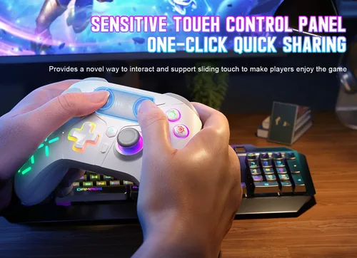 Vista 7 de Gamrombo Gaming Controller for PlayStation 5 PS5, PS4PS3PCSwitchSteam DeckMacAndroidiOS with RGB LED Lights, Hall Triggers, Hall Joysticks, Marco