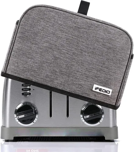 Vista 8 de Funda para tostadora de 2 rebanadas, funda para tostadora de electrodomésticos pequeños con bolsillos para cocina, lavable y protección contra