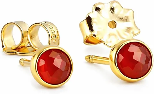 Vista 30 de Juego de aretes pequeños de oro con bisel, bola para cartílago, tragus, hélice, múltiples joyas hipoalergénicas de piedra natal para mujer