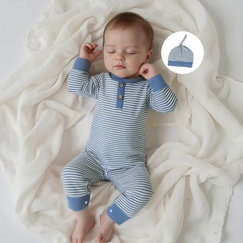 Vista 2 de Kuriozud Ropa para Recién Nacido Bebé Unisex Niño Niña Mameluco con Botones Mono Conjunto Básico de Una Pieza